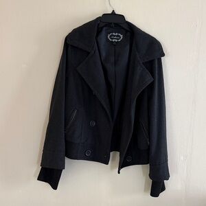 Vintage Ambiance Black Pea Coat for Women